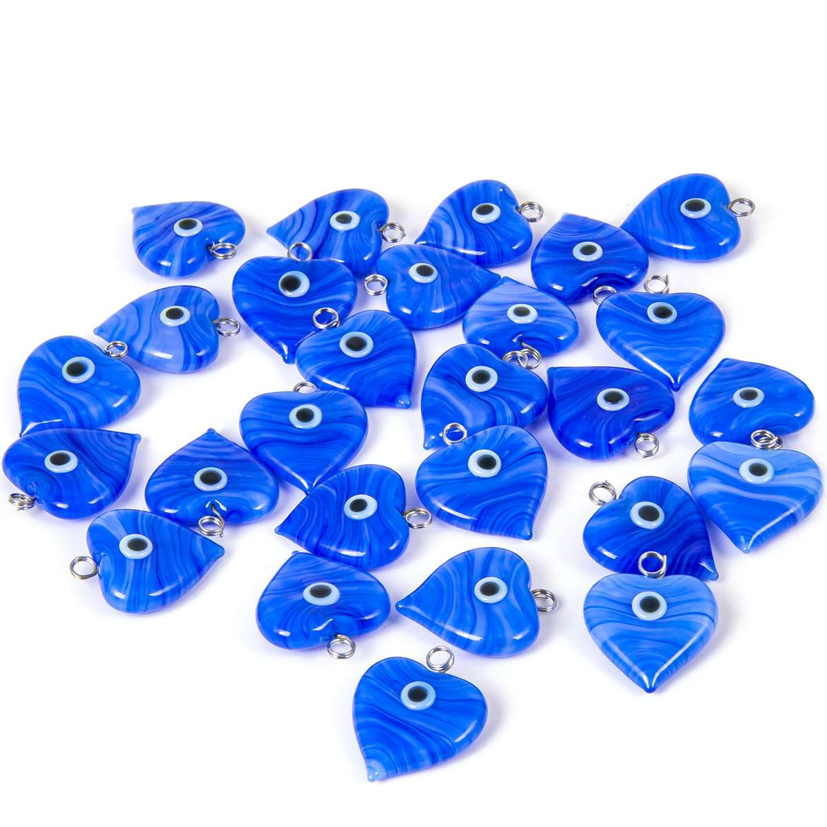 Handcrafted Glass Charm Evil Eye Pendants Blue 10 Pieces