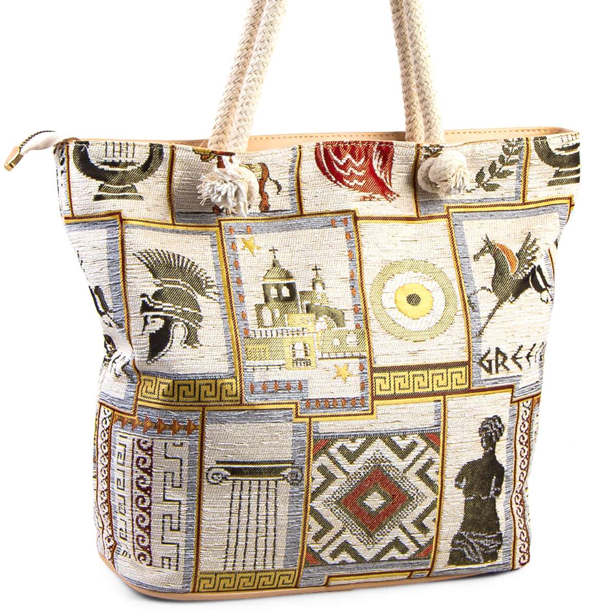 Greek Style Vintage Shoulder Bag Cream