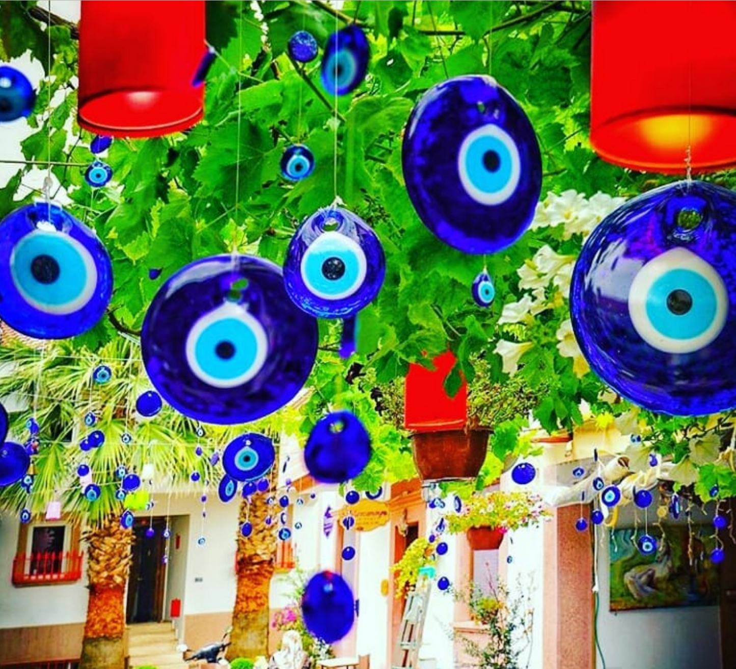 Evil Eye Glass Wall Hanging Decoration 5.5" inches