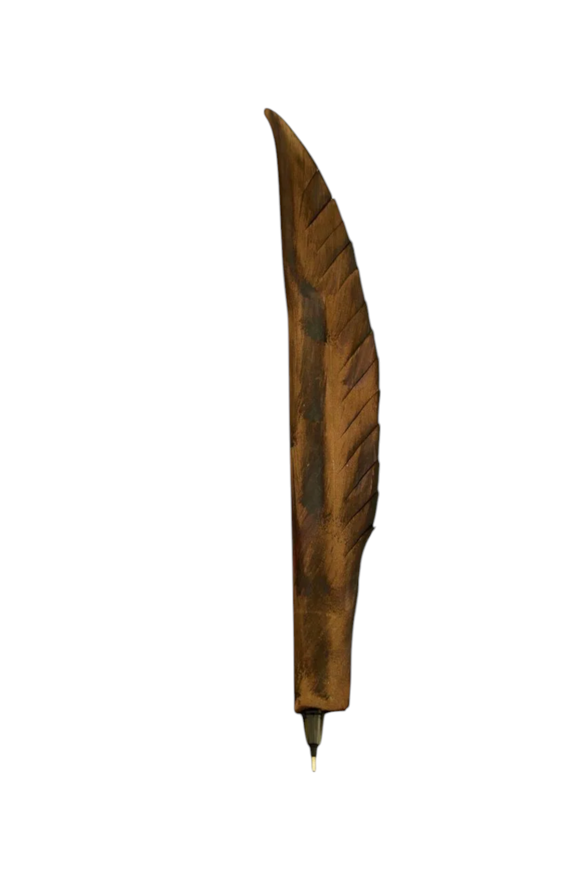 Handmade Leather Feather Pen Brown