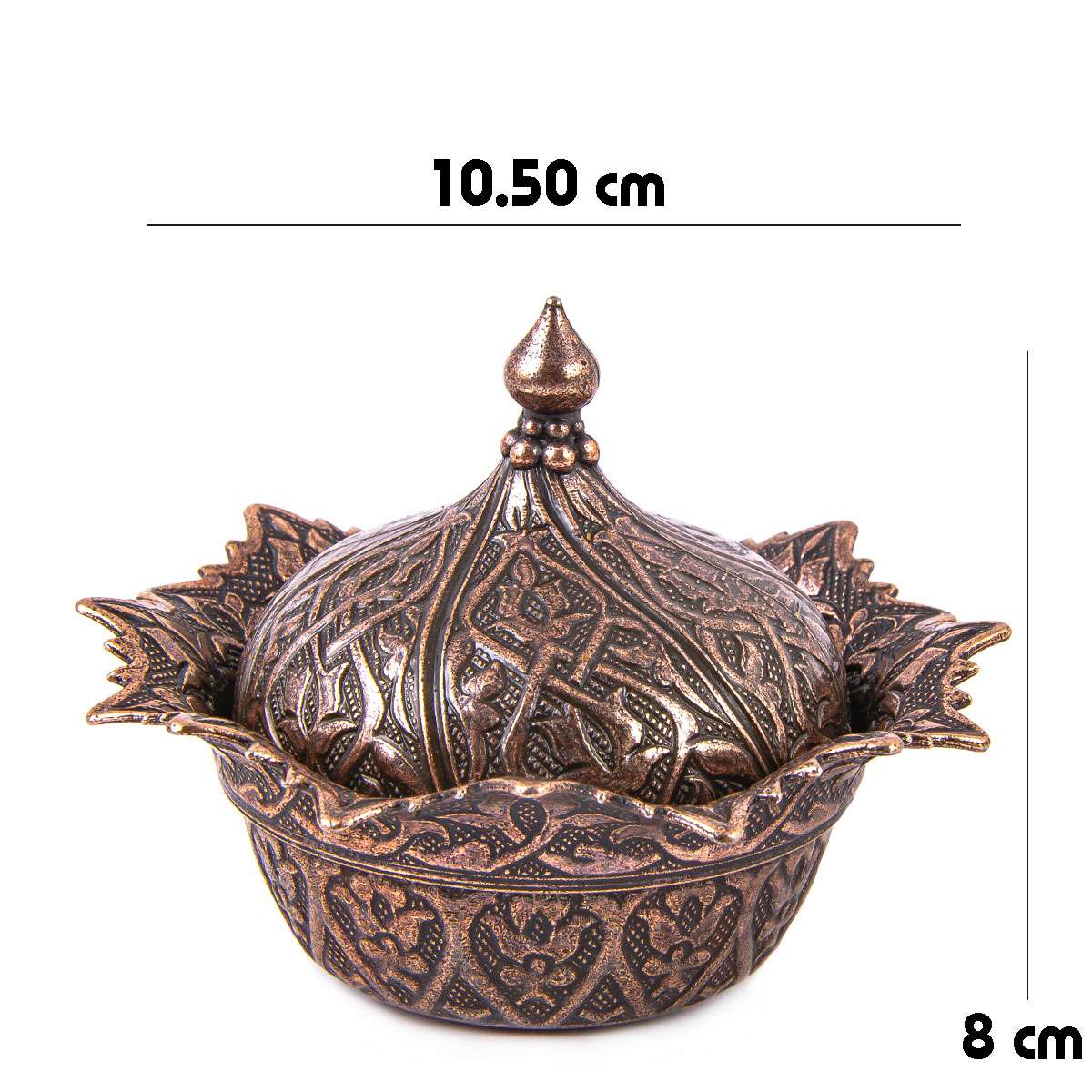Sugar Bowl With Turkish-Ottoman Patterns-Copper Color