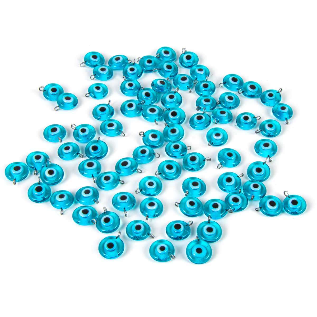 Handcrafted Glass Charm Evil Eye Pendants Blue 10 Pieces