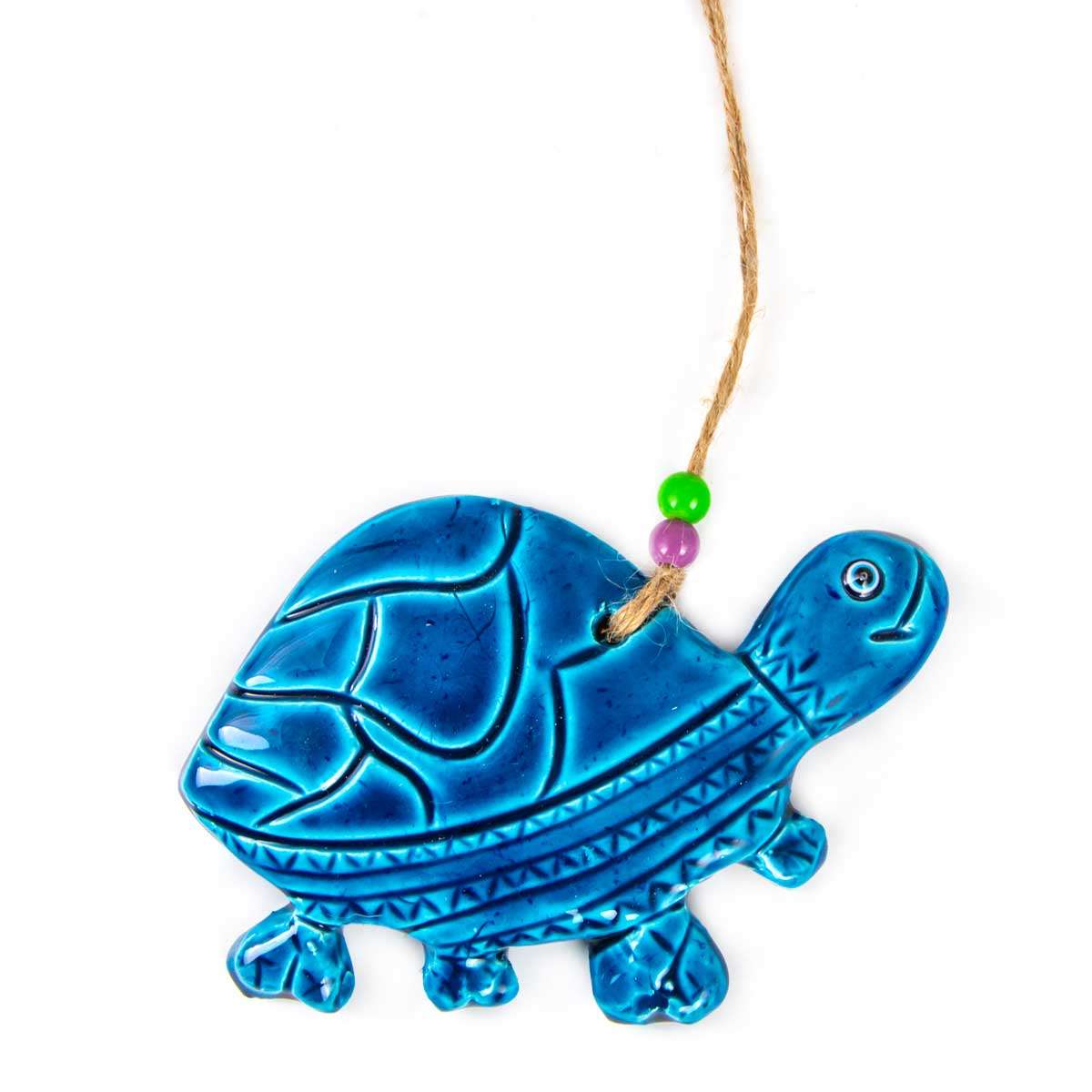 Handmade Ceramic Turtle Wall Hanging - Blue