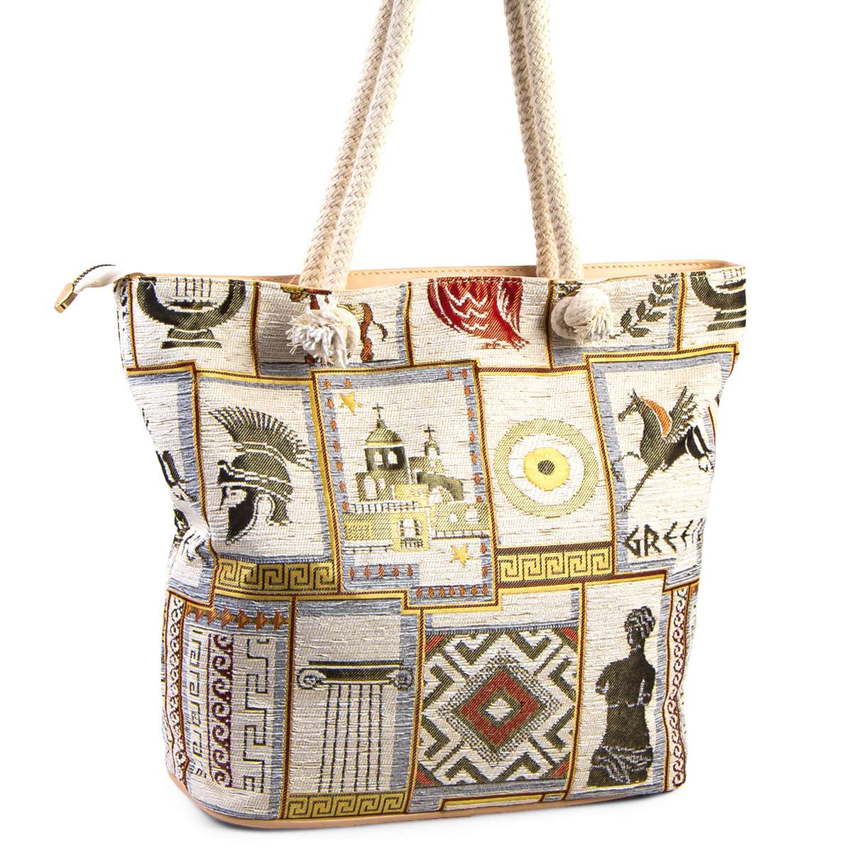 Greek Style Vintage Shoulder Bag Cream