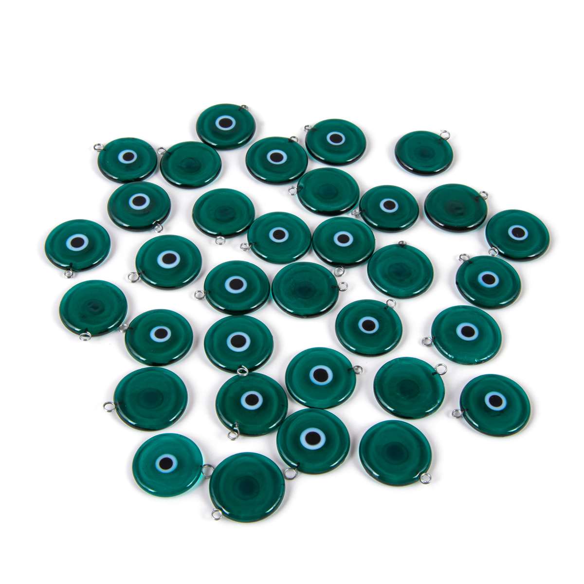 Handcrafted Glass Charm Evil Eye Pendants Green 10 Pieces
