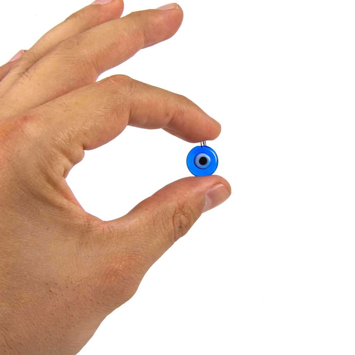 Handcrafted Glass Charm Evil Eye Pendants Blue 10 Pieces