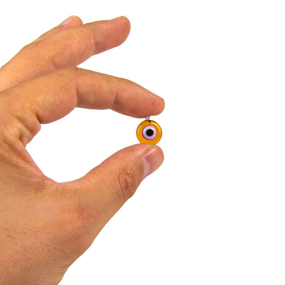 Handcrafted Glass Charm Evil Eye Pendants Brown 10 Pieces