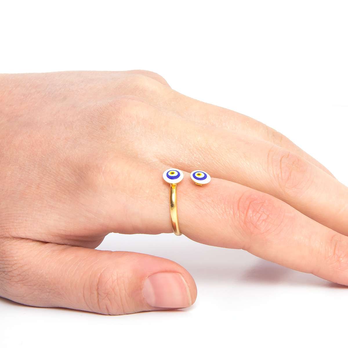 Adjustable Metal Evil Eye Ring
