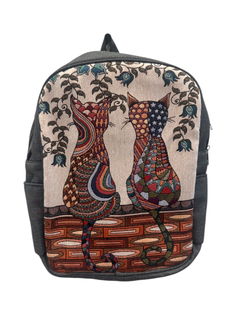 Vintage Tapestry Backpack Cat Pattern