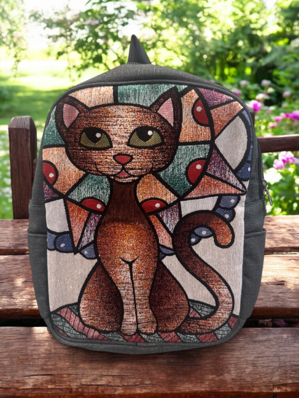 Vintage Tapestry Backpack Cat Pattern