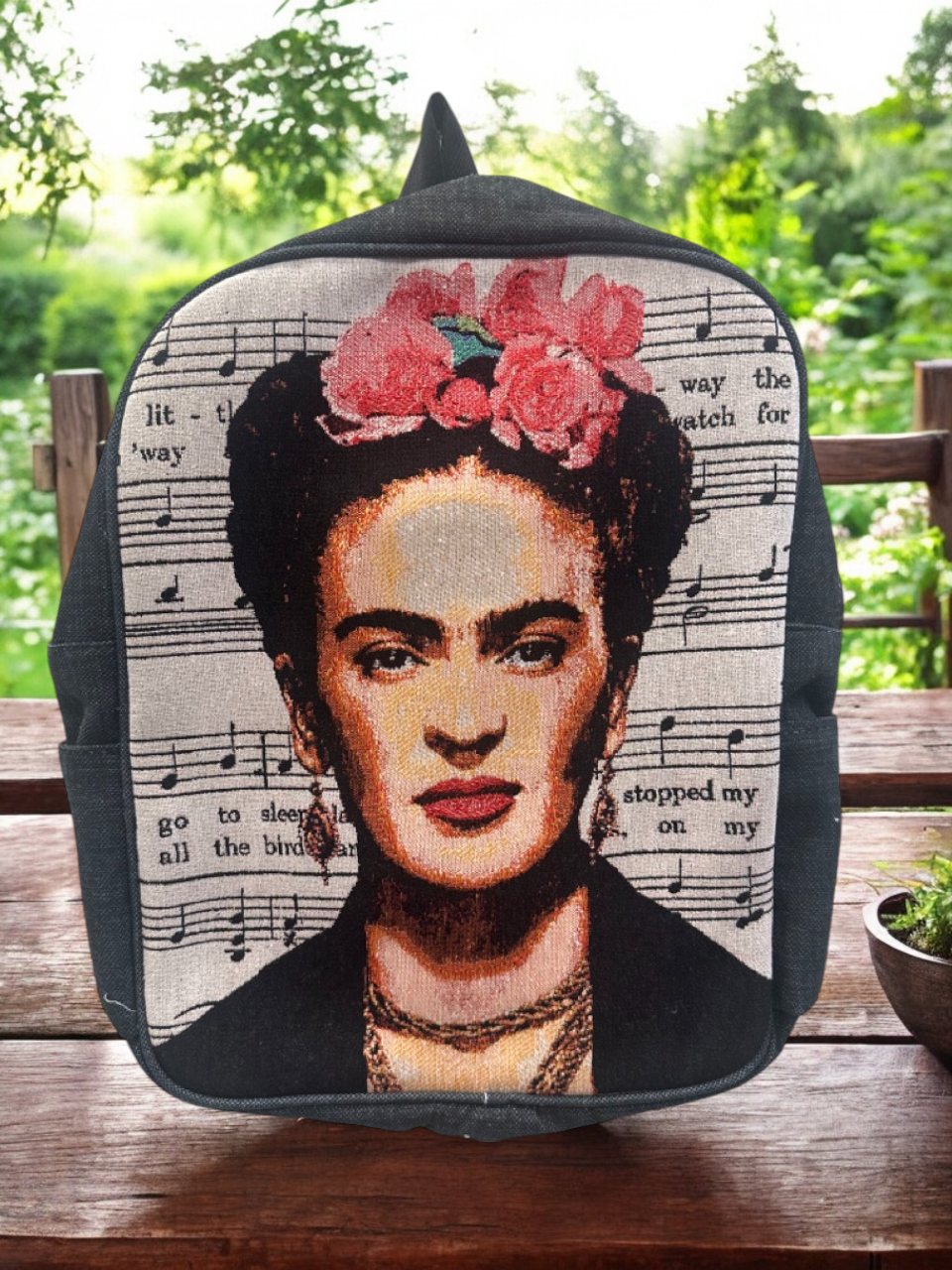 Vintage Tapestry Backpack Frida Pattern