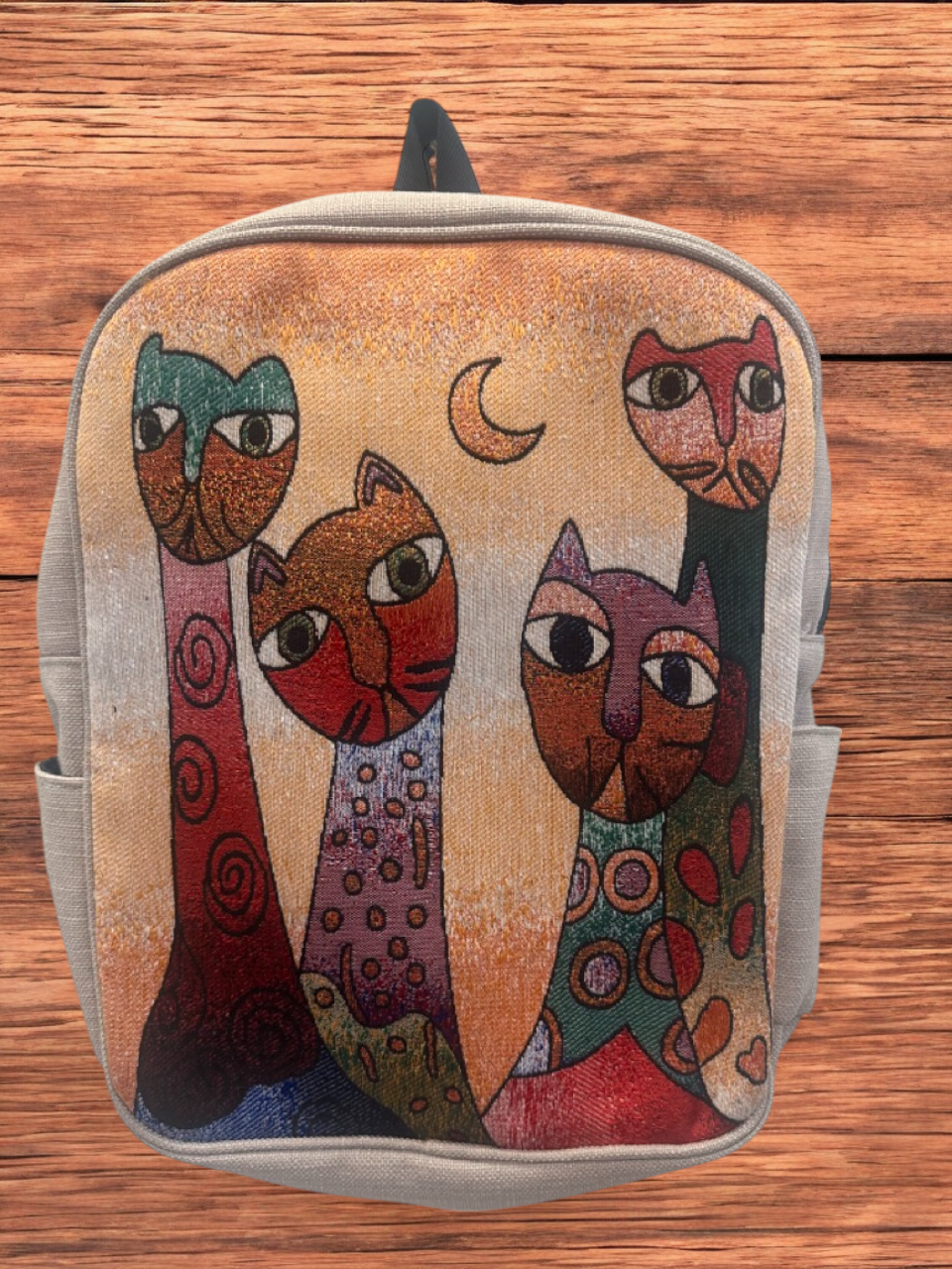 Vintage Tapestry Backpack Cat Pattern