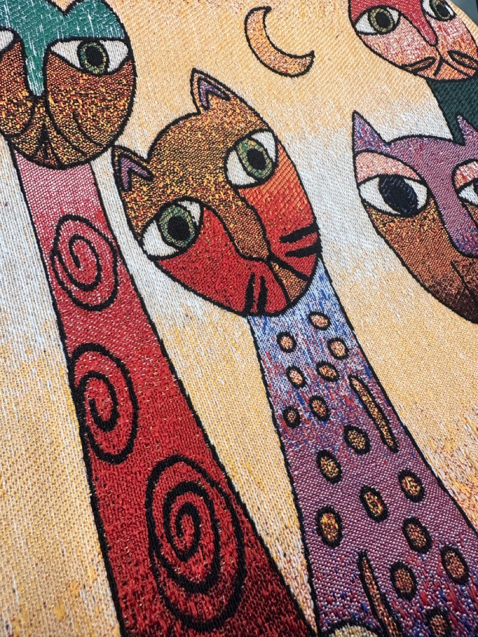 Vintage Tapestry Backpack Cat Pattern