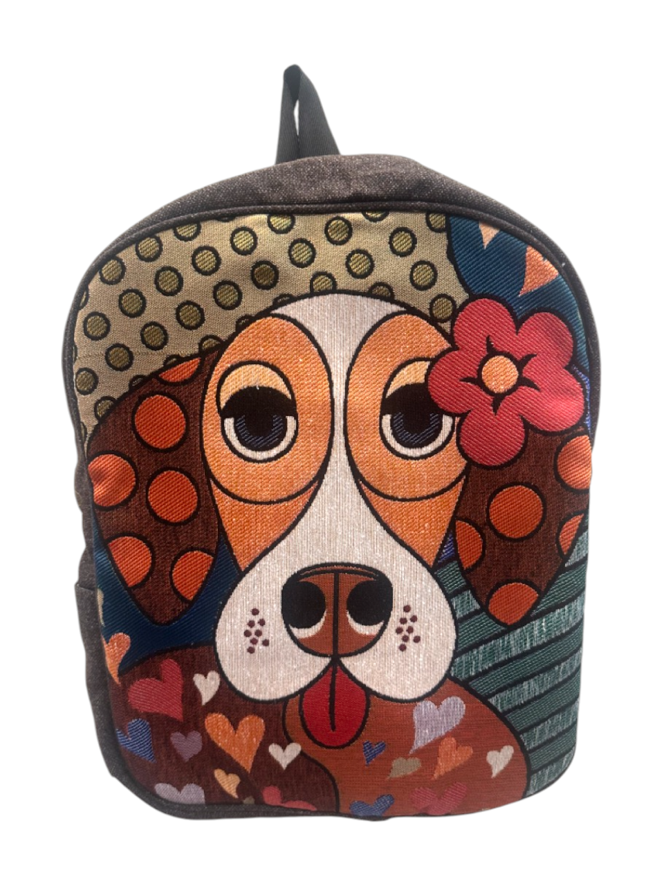 Vintage Tapestry Backpack Dog Pattern