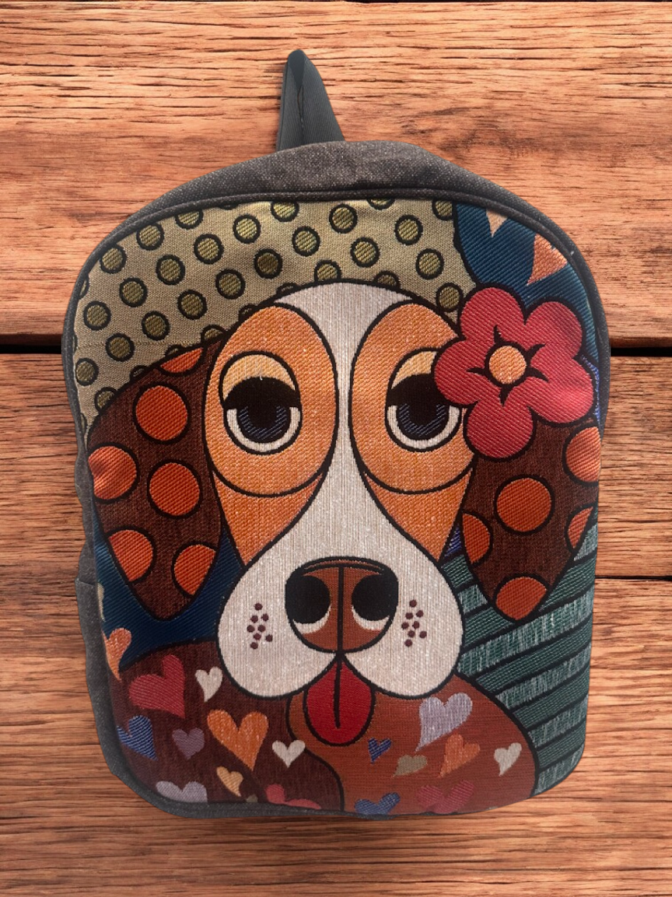 Vintage Tapestry Backpack Dog Pattern