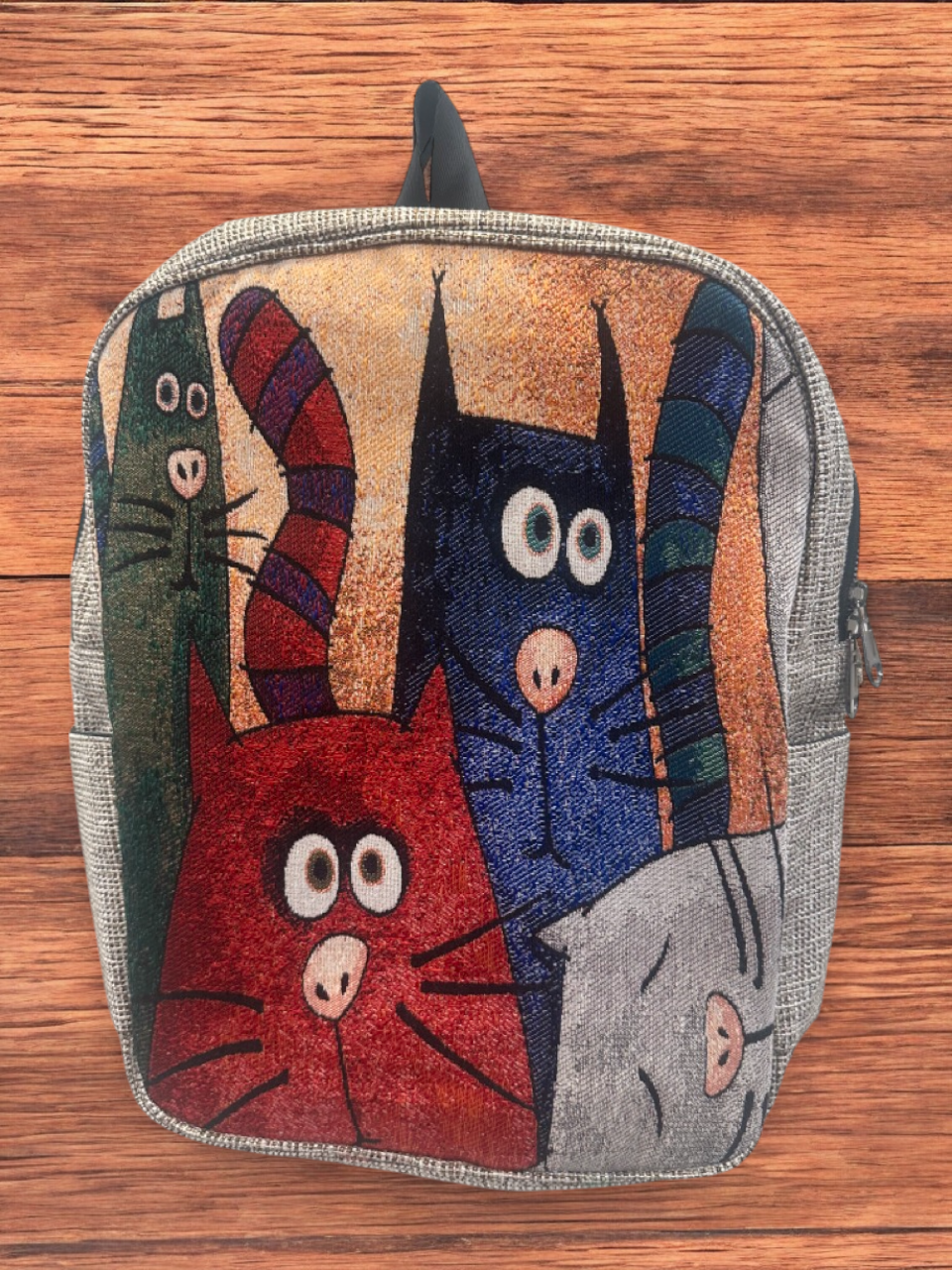 Vintage Tapestry Backpack Cat Pattern