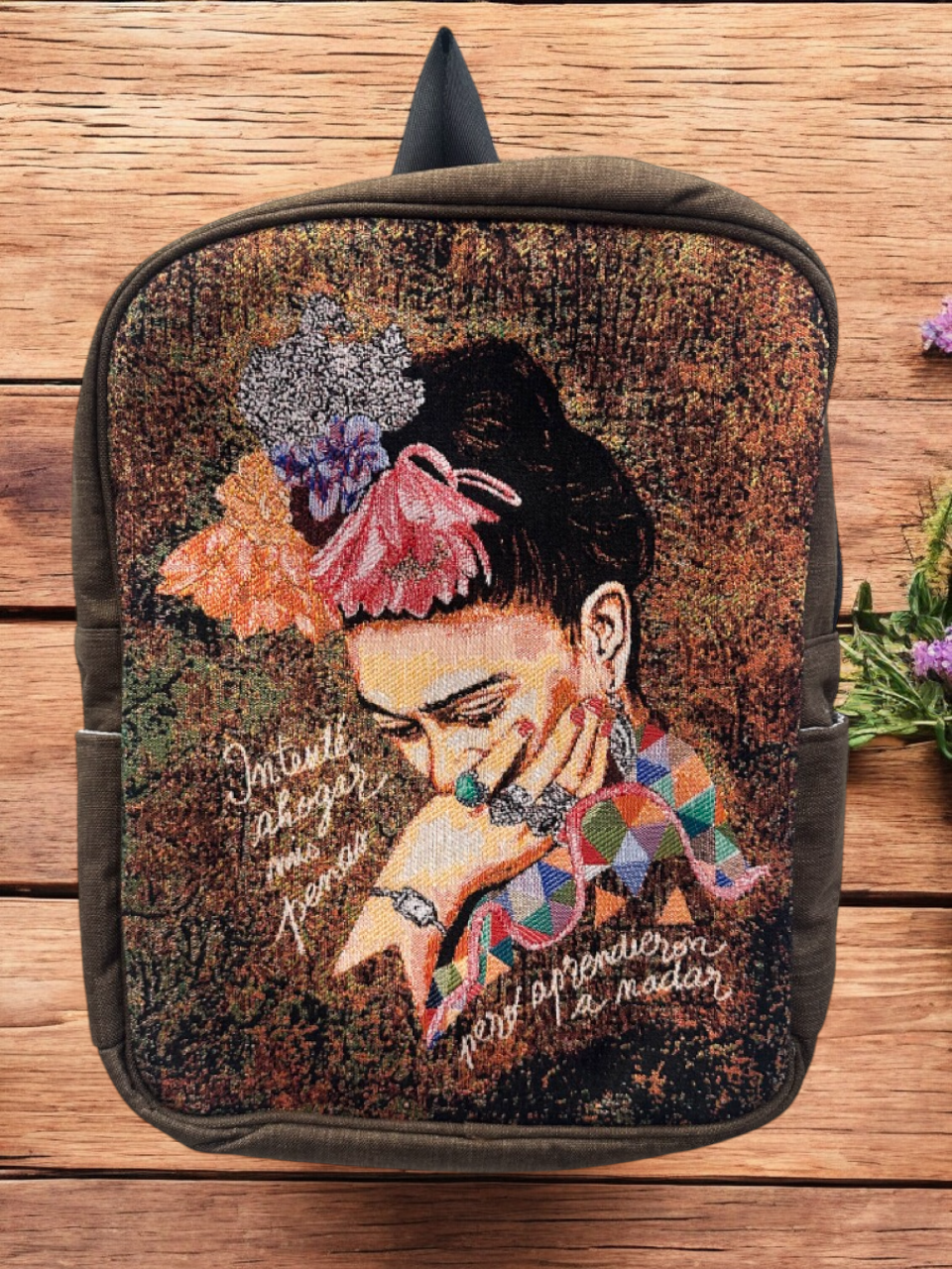 Vintage Tapestry Backpack Frida Pattern