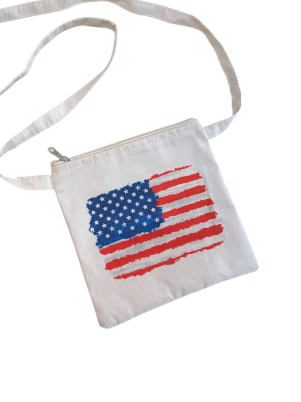 American Flag Printed Canvas Crossbody Bag