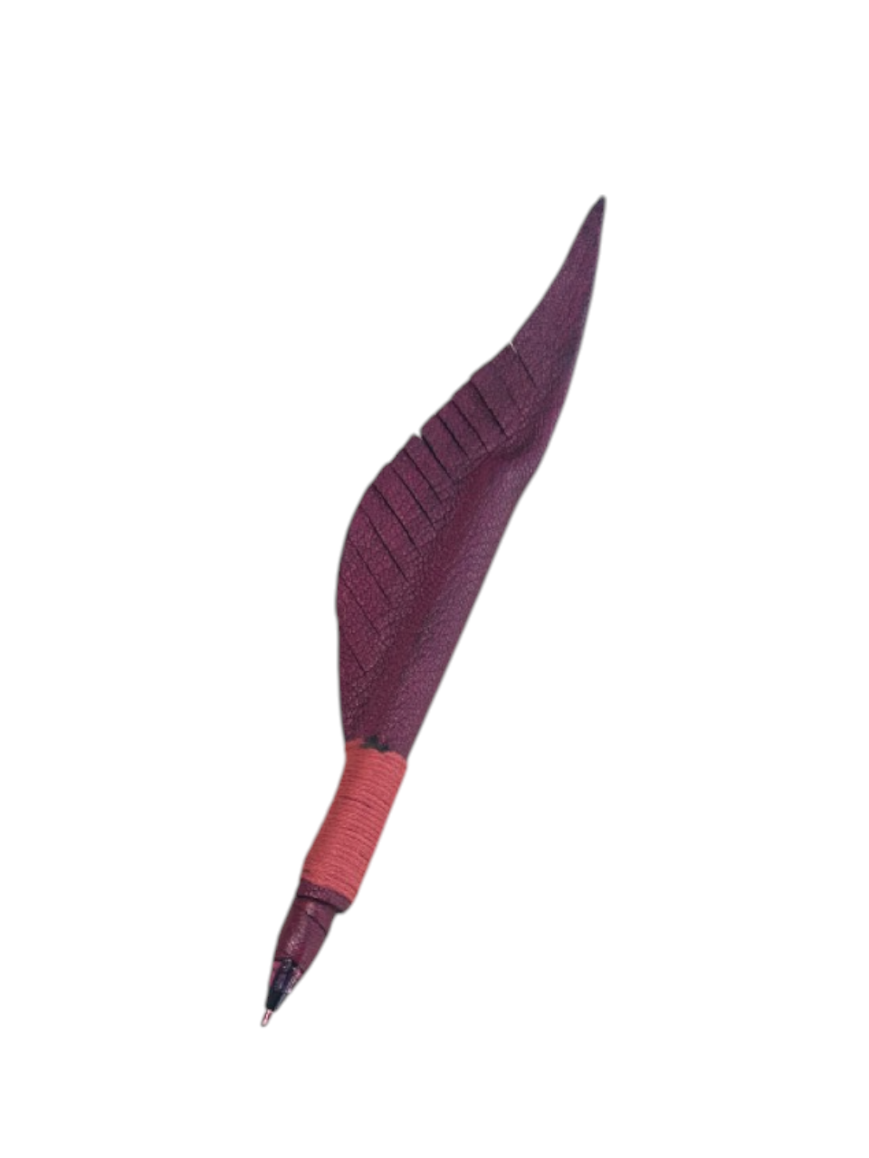 Handmade Leather Feather Pen Red