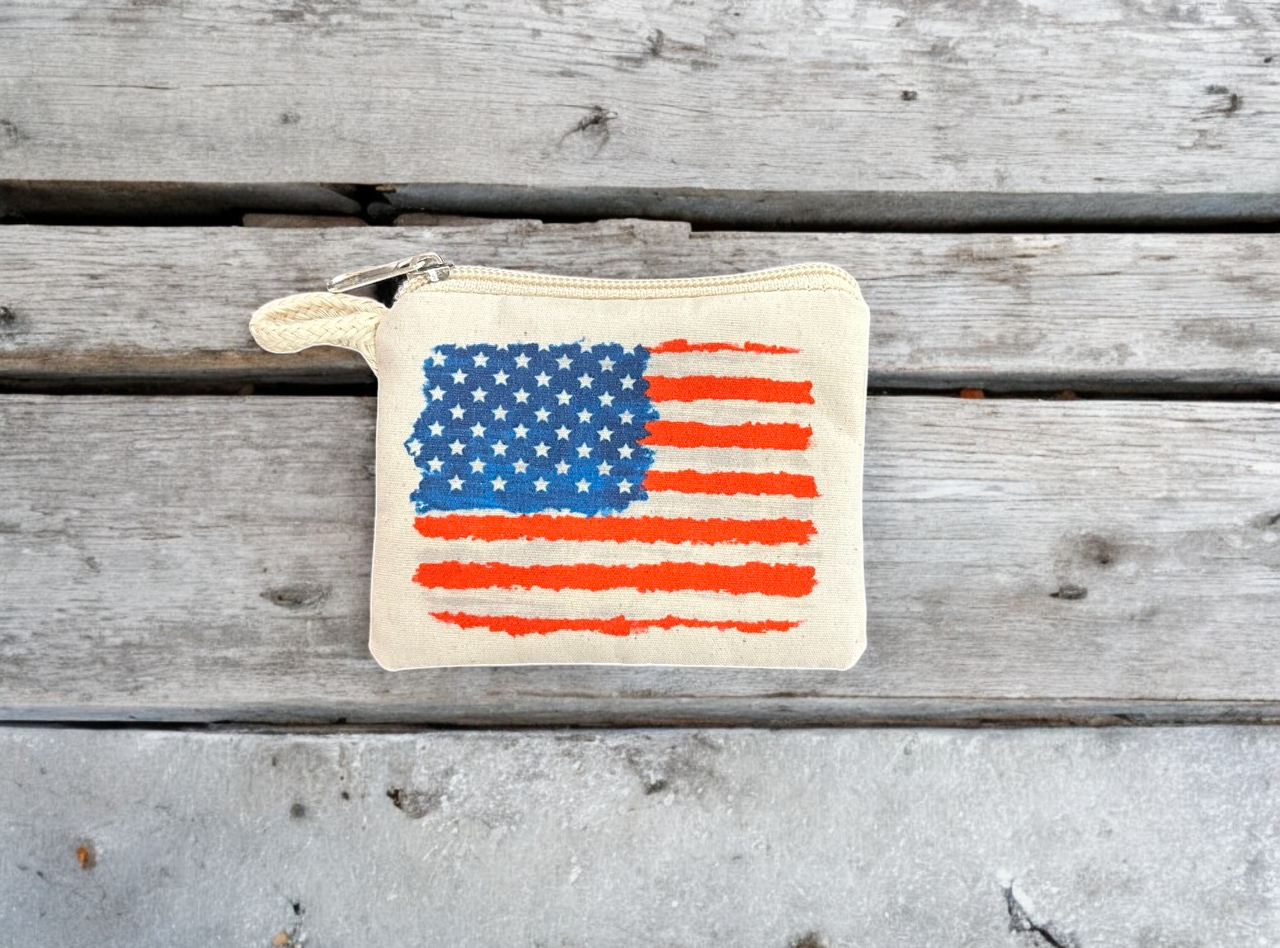 American Flag Printed Canvas Wallets