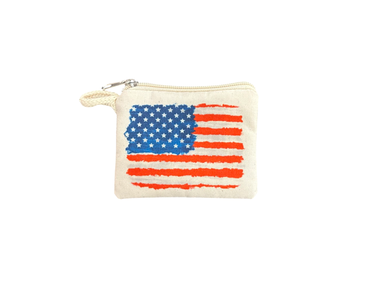 American Flag Printed Canvas Wallets