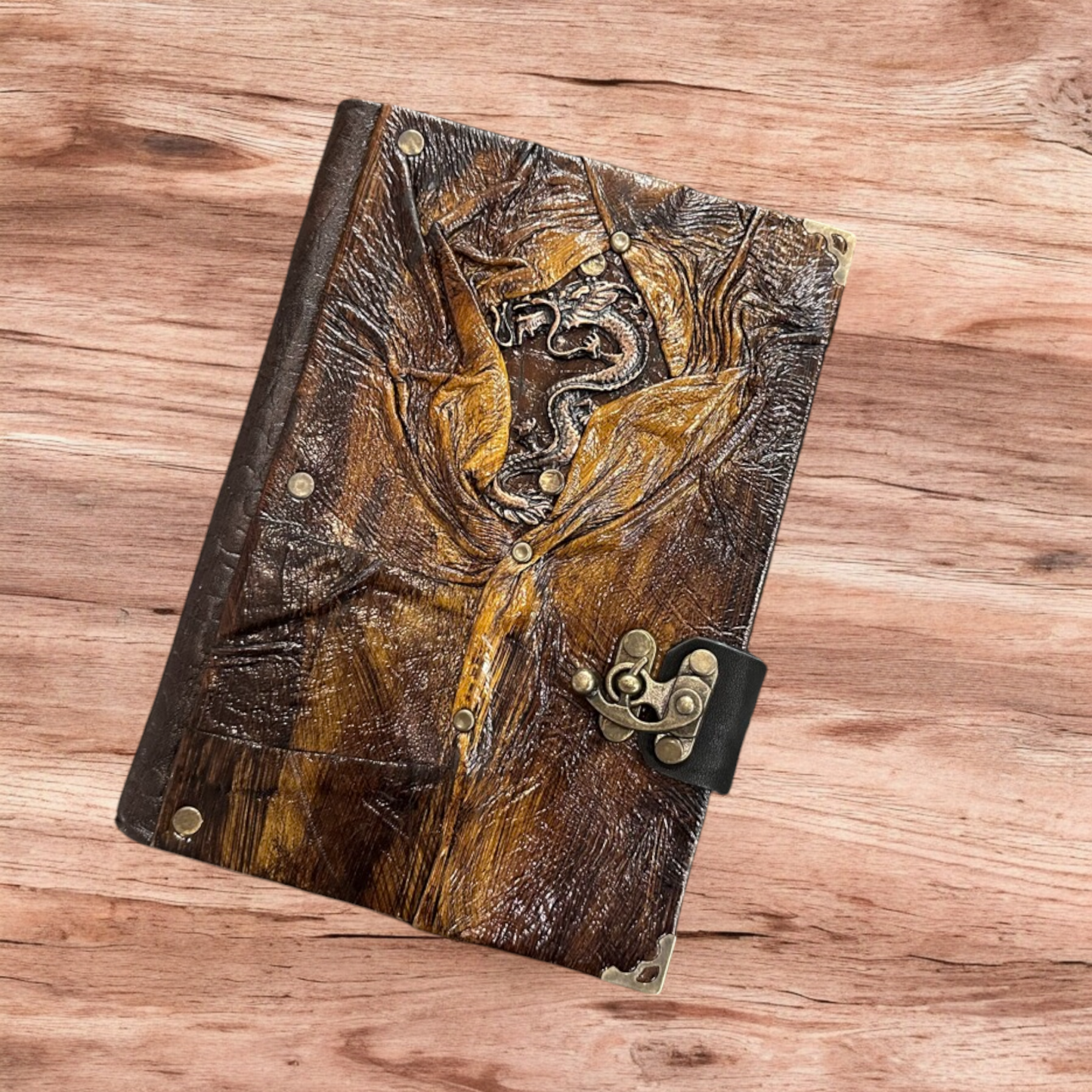 Handmade Leather Journal Belt Strap Dragon