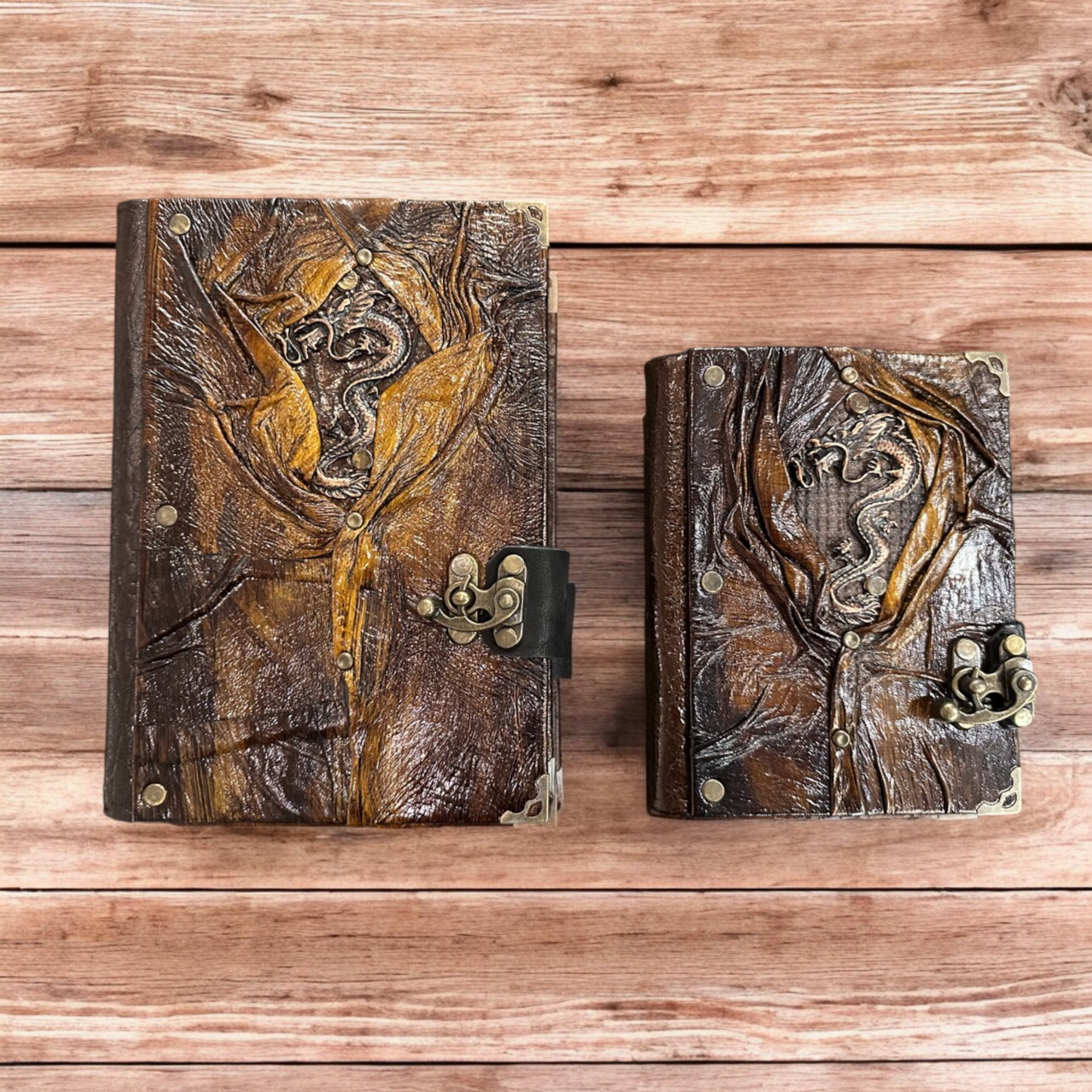 Handmade Leather Journal Belt Strap Dragon