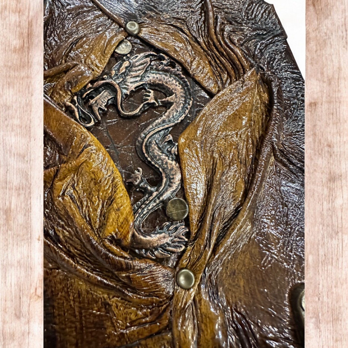 Handmade Leather Journal Belt Strap Dragon