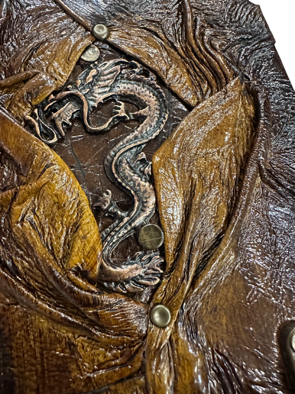 Handmade Leather Journal Belt Strap Dragon