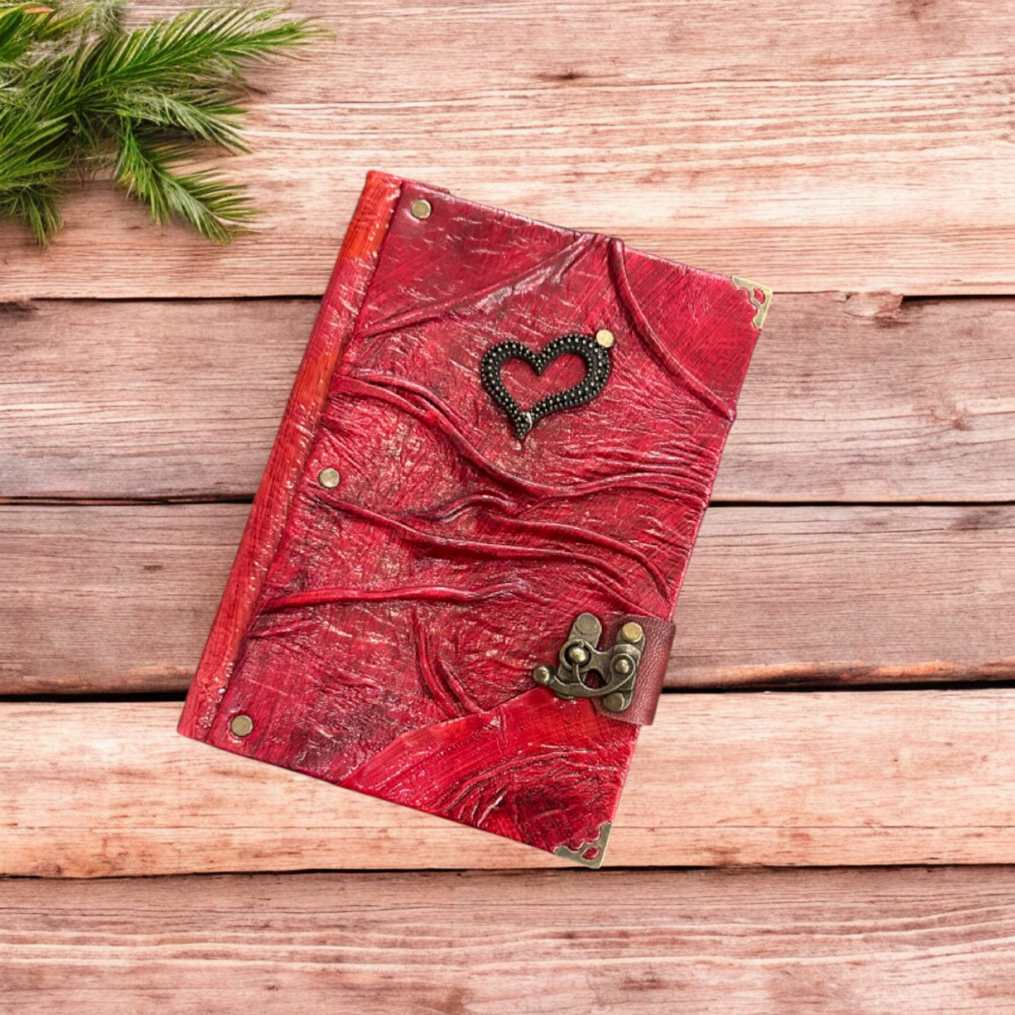 Handmade Leather Journal Belt Strap Heart