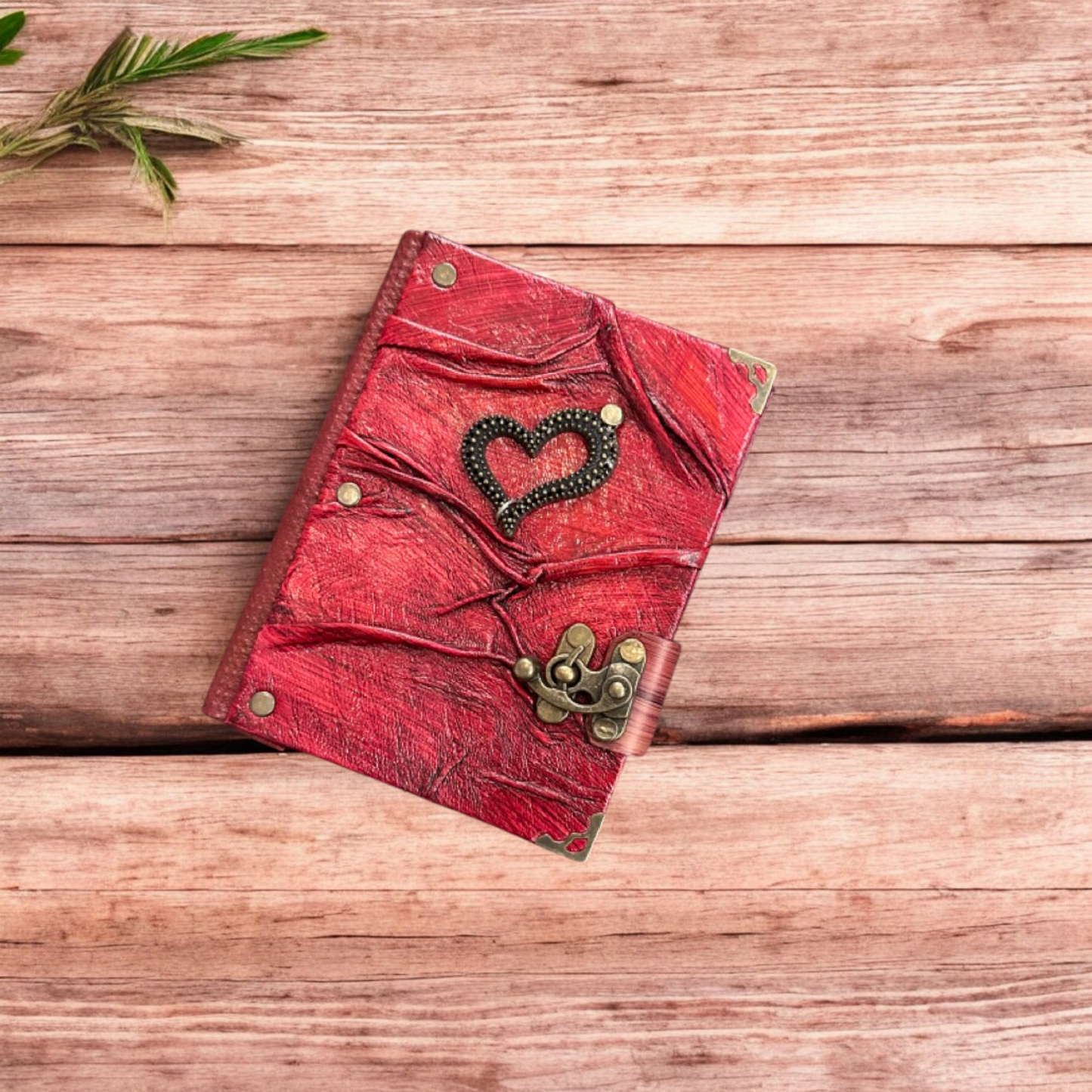 Handmade Leather Journal Belt Strap Heart