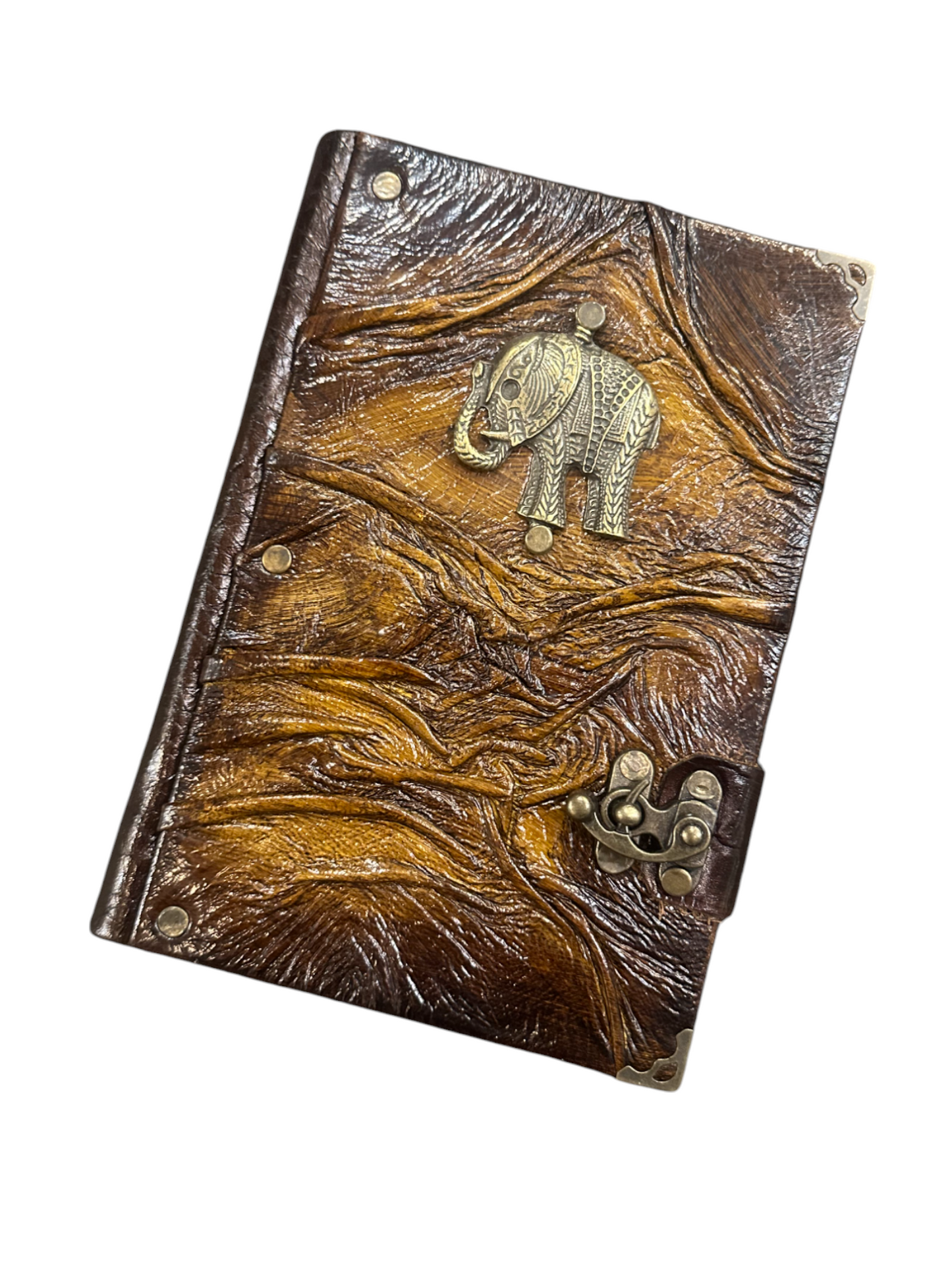 Handmade Leather Journal Belt Strap Elephant Brown