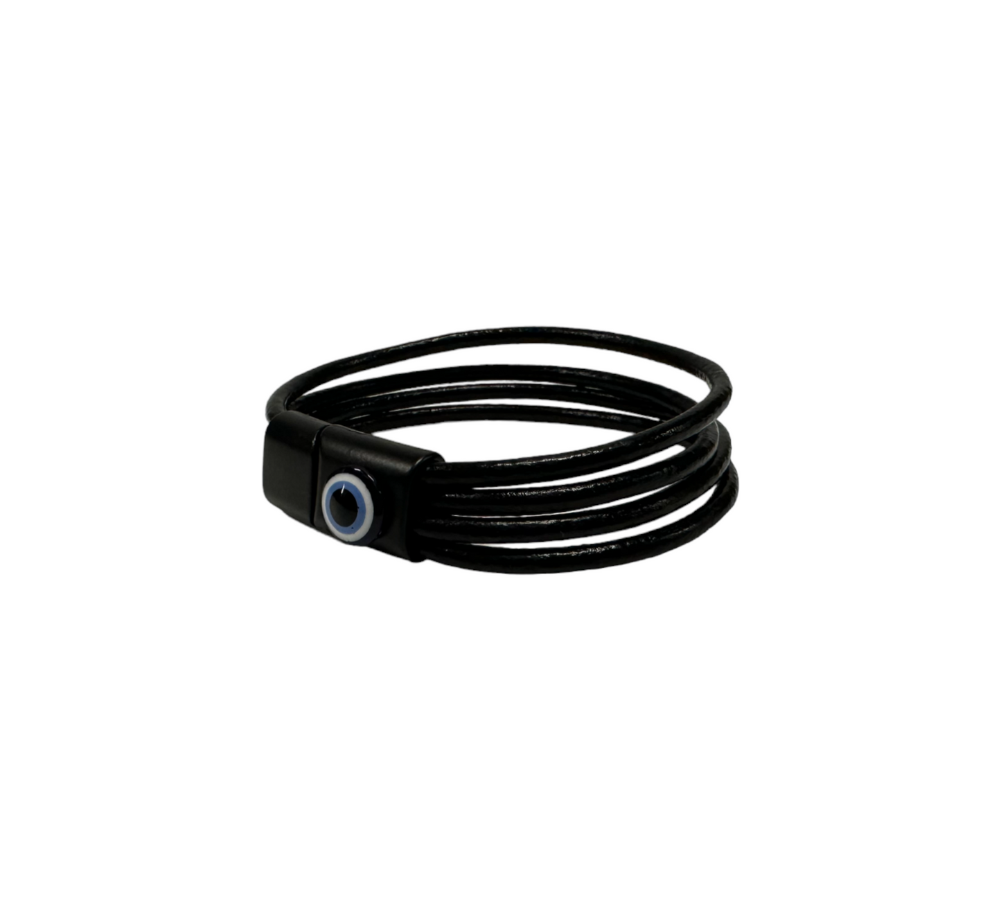 Leather Bracelet Evil Eye Black