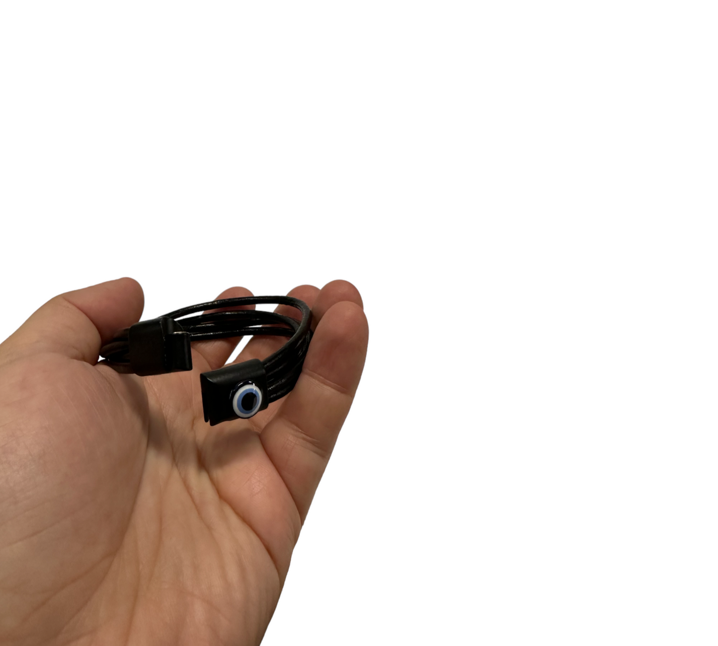 Leather Bracelet Evil Eye Black