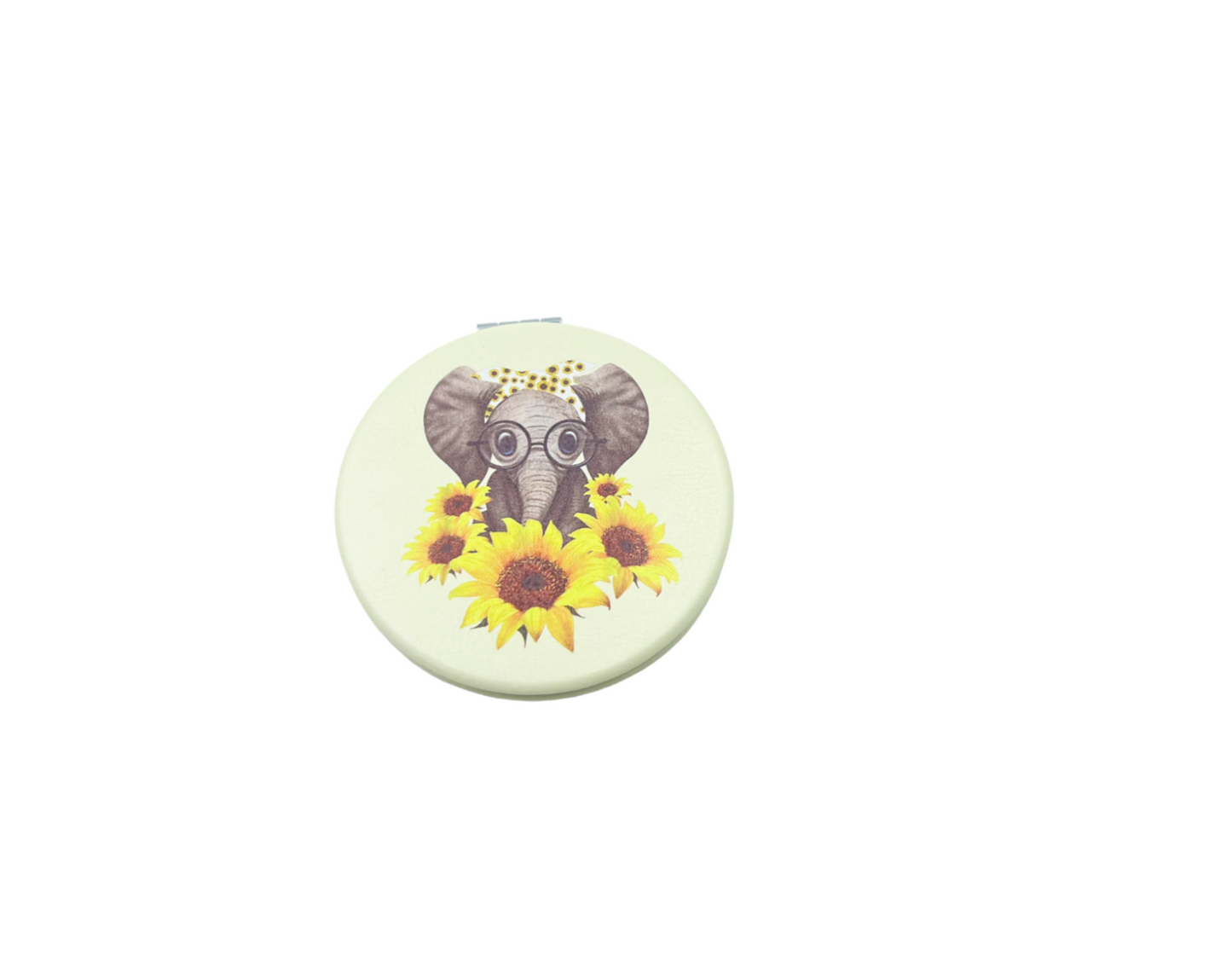 Round Compact Metal Mirror Elephant