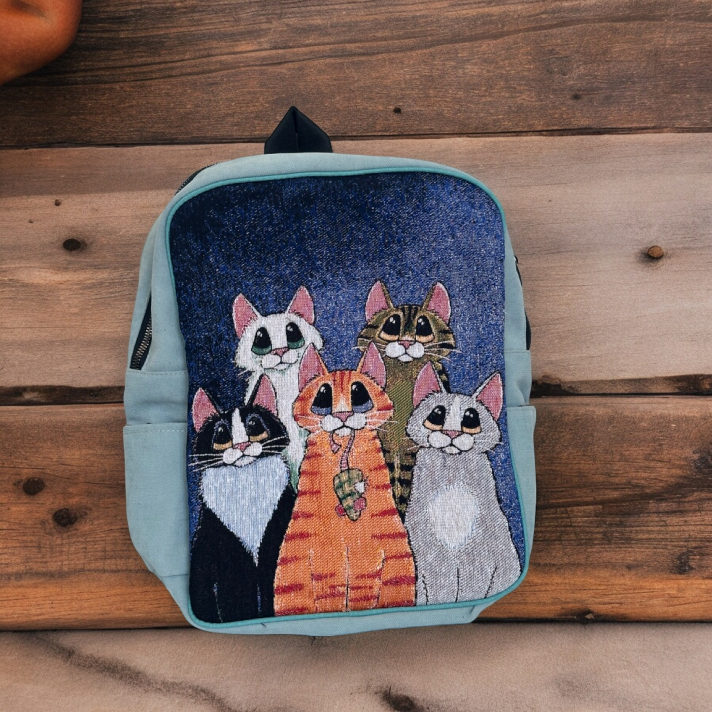 Vintage Tapestry Backpack Cat Pattern