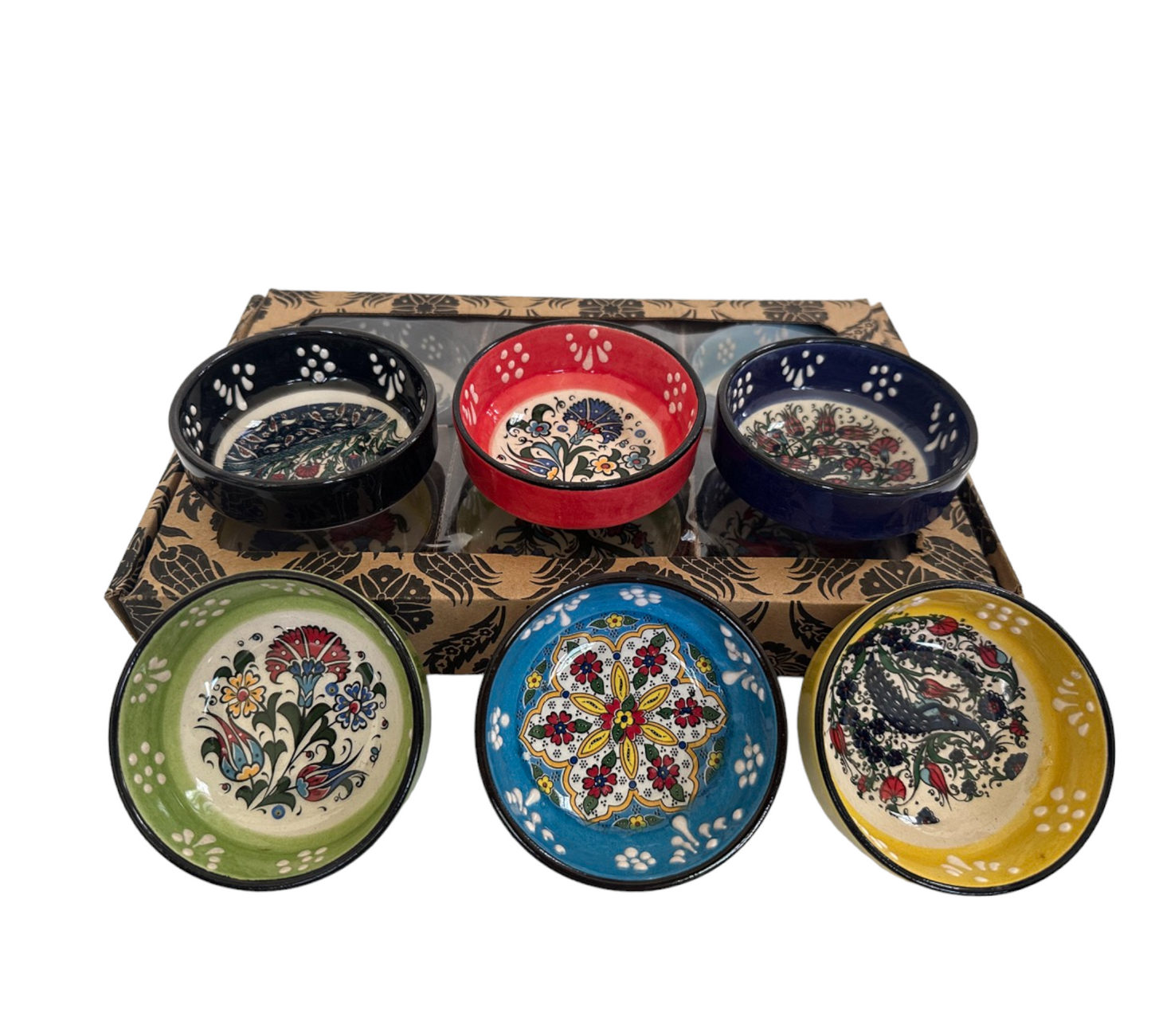 Turkish Handmade Ceramic Bowl Set of 6 pcs 3" in