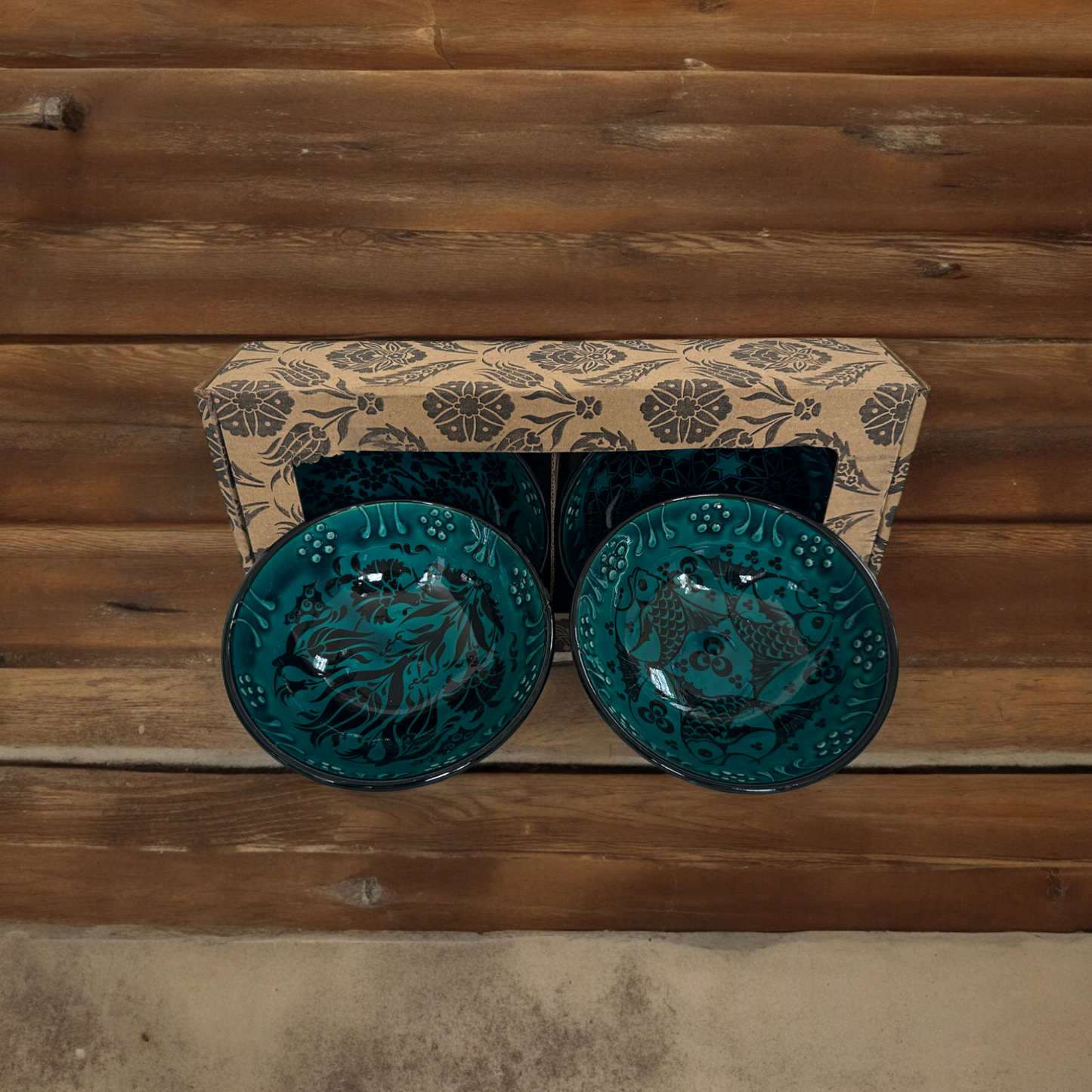 Turkish Handmade Ceramic Bowl Blue Set of 2 pcs 5" in
