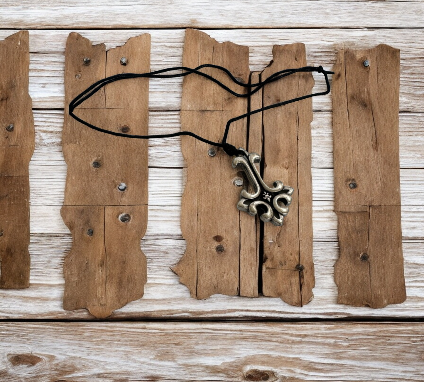 Adjustable Black Cord Necklace with Brass Pendant Mix Design