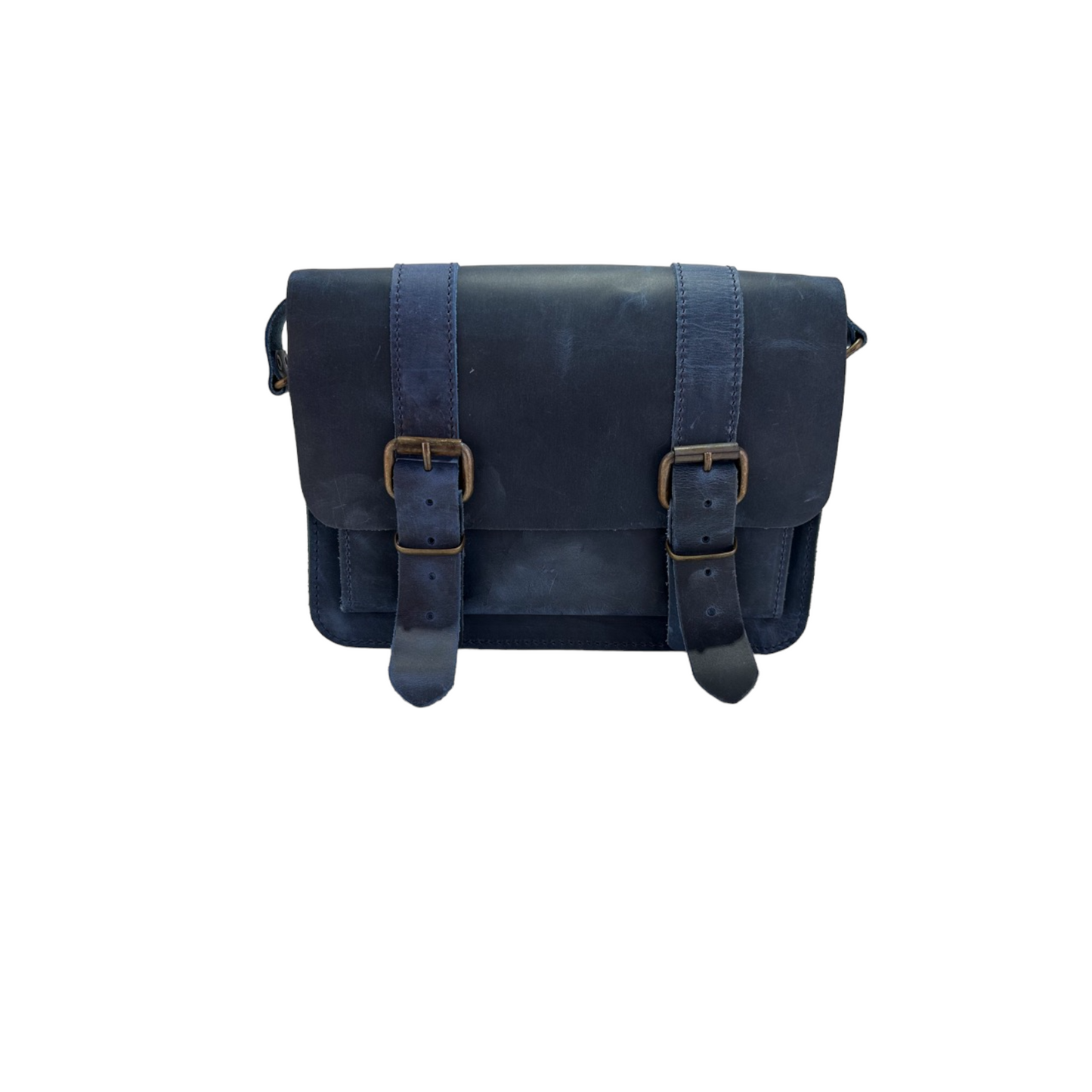 Handcrafted Navy Blue Leather Crossbody Bag