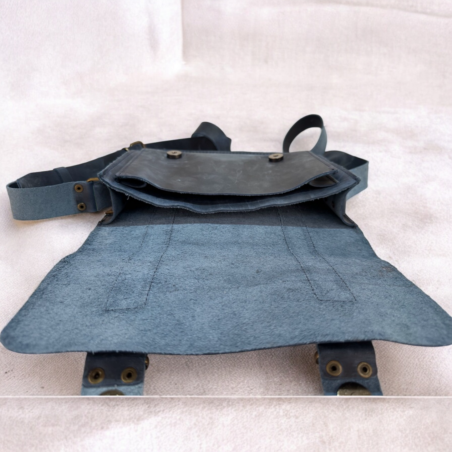 Handcrafted Navy Blue Leather Crossbody Bag