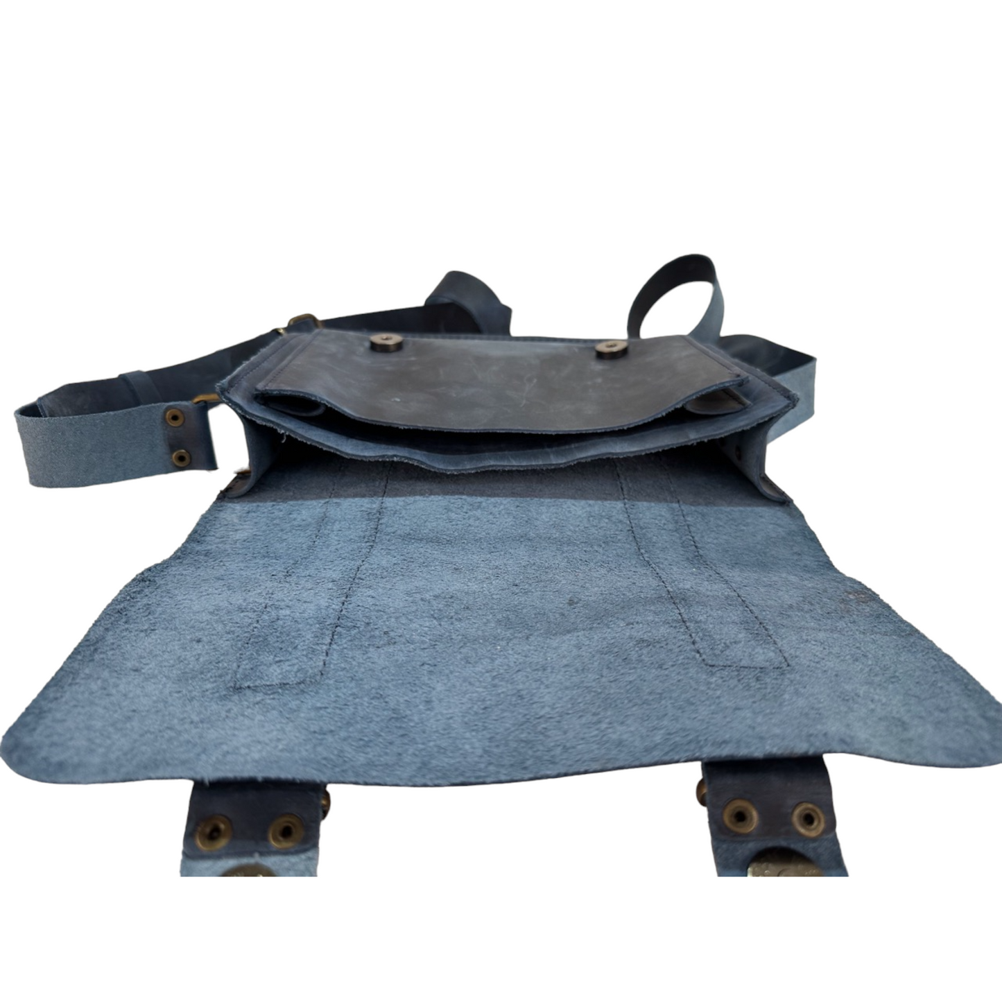 Handcrafted Navy Blue Leather Crossbody Bag