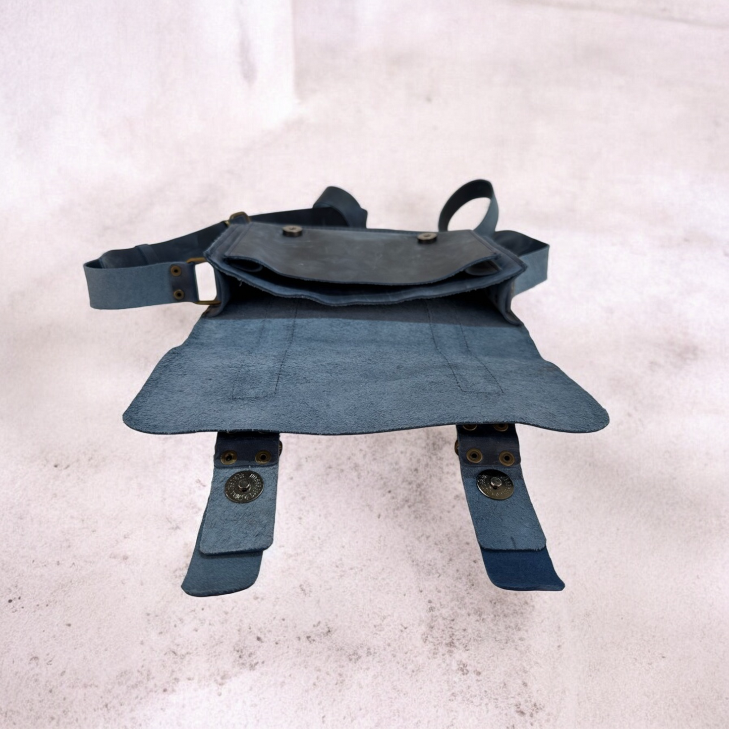 Handcrafted Navy Blue Leather Crossbody Bag