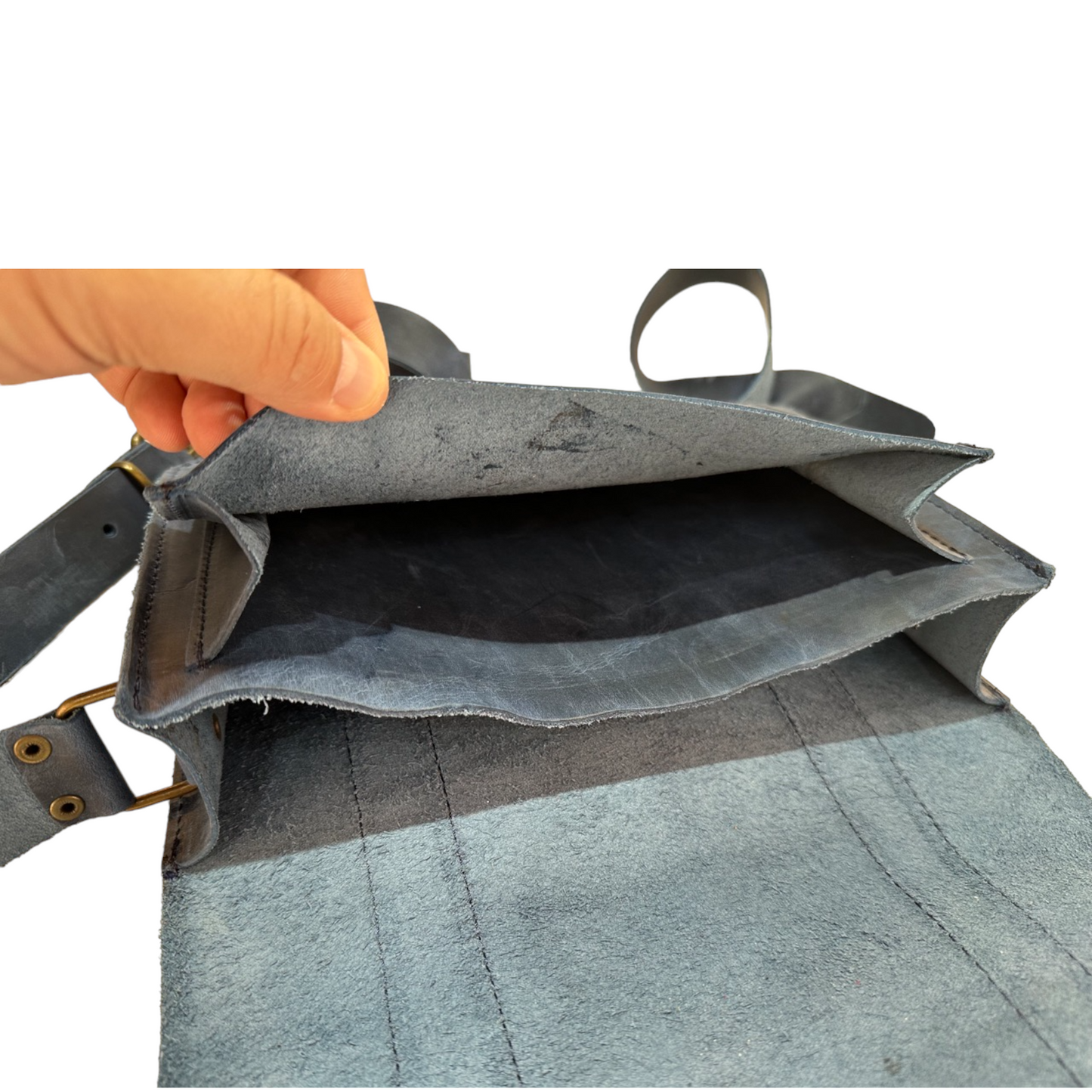 Handcrafted Navy Blue Leather Crossbody Bag