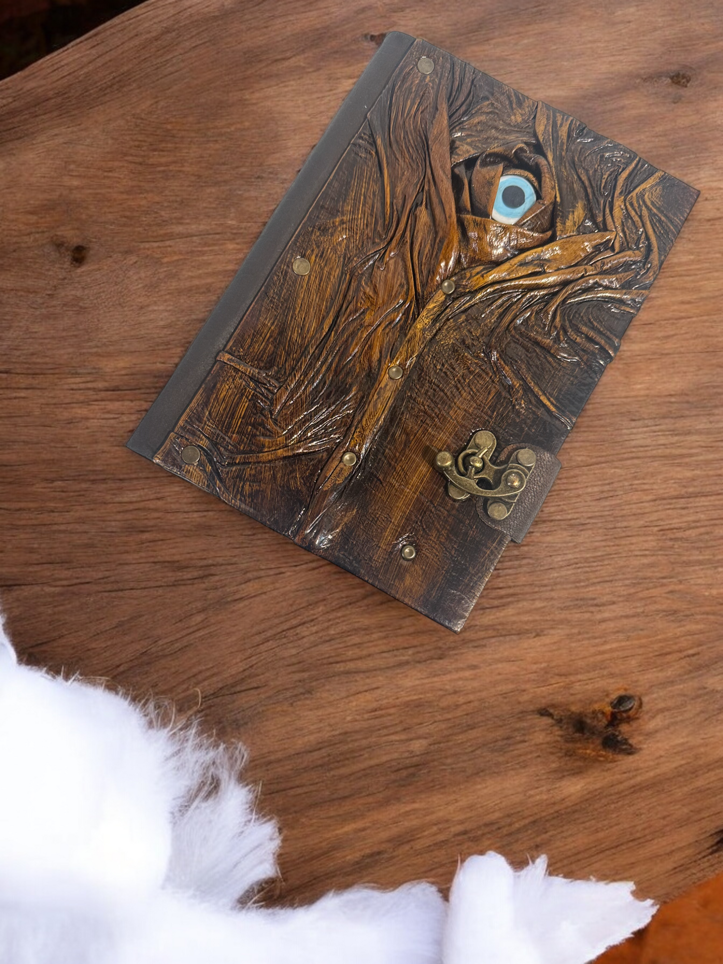 Handmade Leather Journal Brown Evil Eye