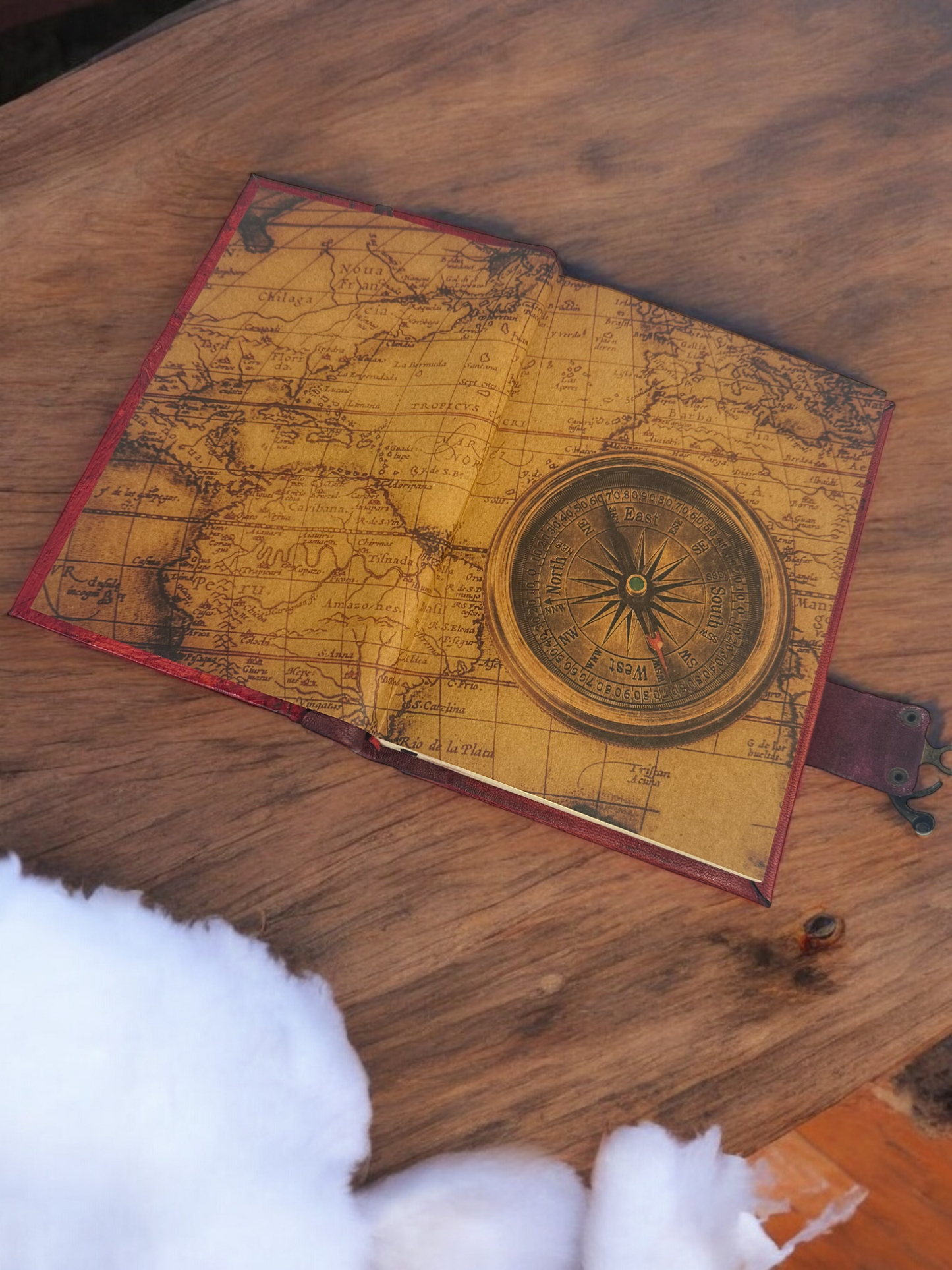 Handmade Leather Journal Owl Red