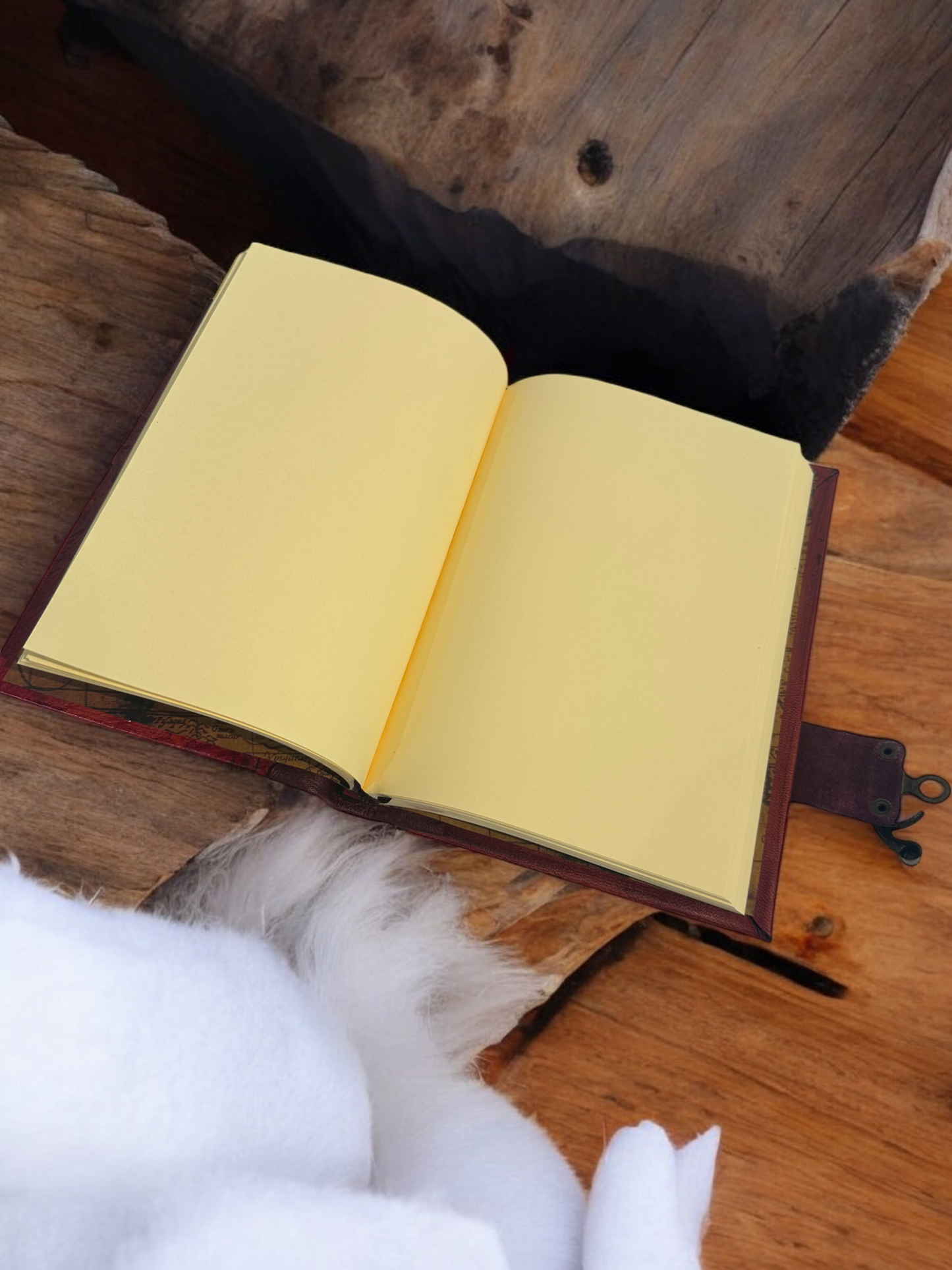 Handmade Leather Journal Owl Red