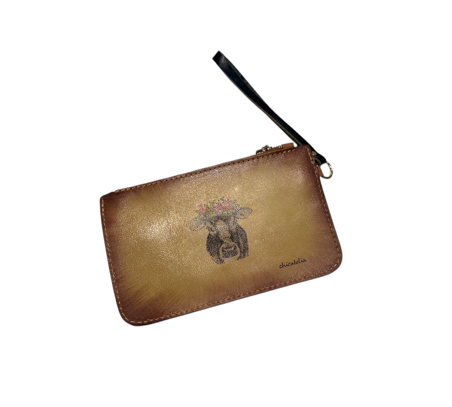 Hand Painted Leather Large Wallet Dear