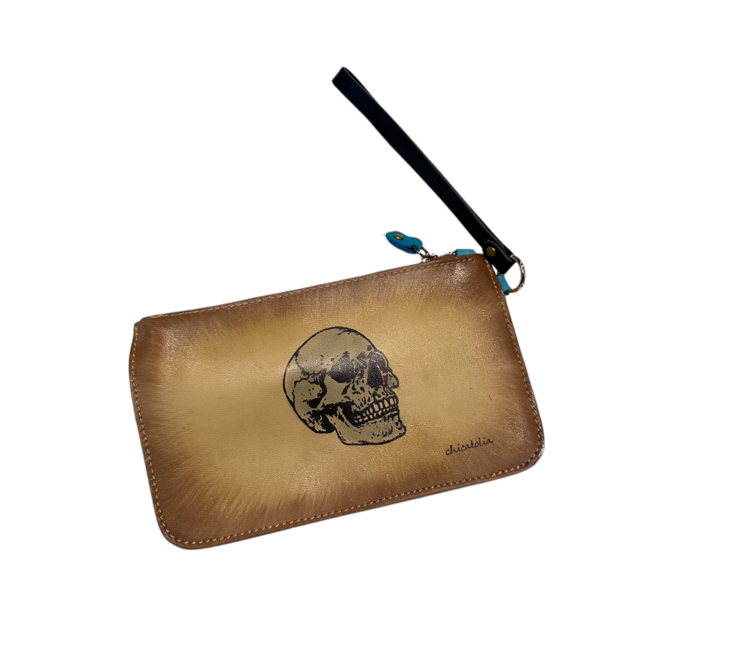Hand Painted Leather Large Wallet Skull