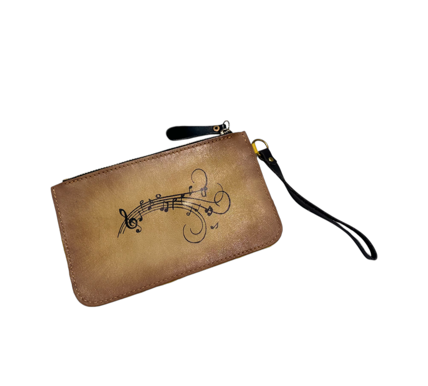 Hand Painted Leather Large Wallet Music Notes